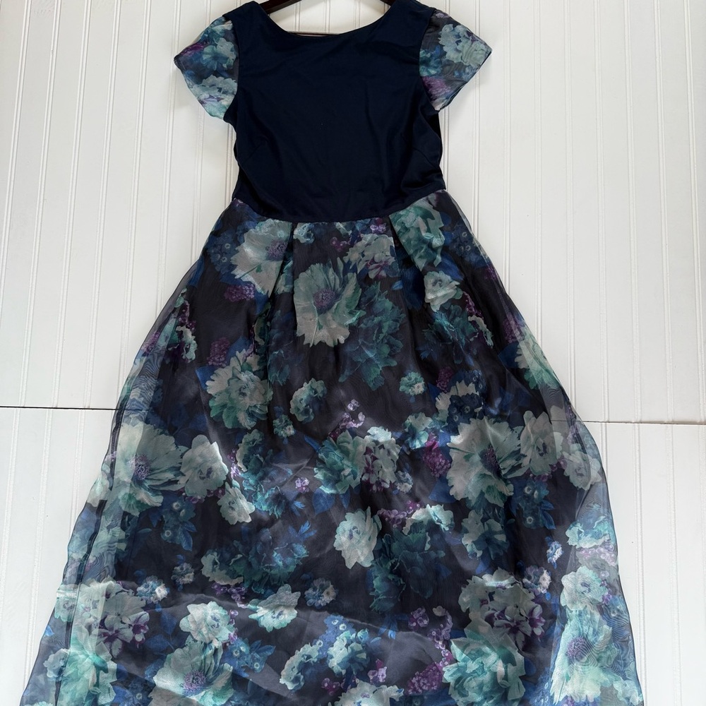 Elegant Black and Blue Tiered Maxi Sundress
